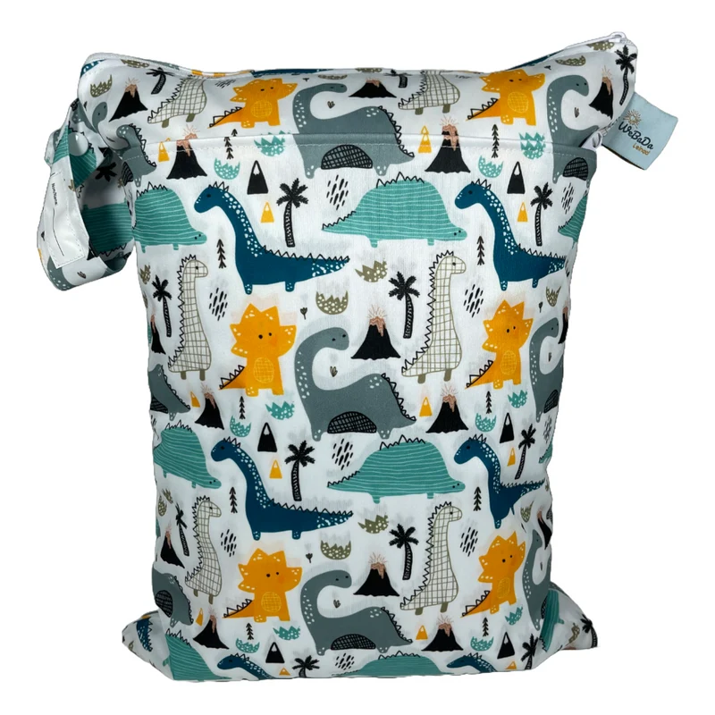 Große Wetbag "Dinosaurier" - Nasstasche für Kita, Windeln & Badebekleidung