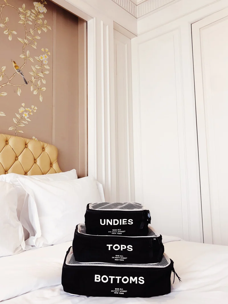 Packwürfel Koffer Organizer 3er Set UNDIES TOPS BOTTOMS schwarz