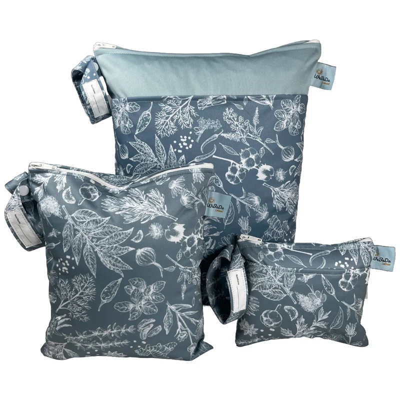 Wetbag Dreierset „Kräuter“ - Hygienetaschen für Reise & Alltag