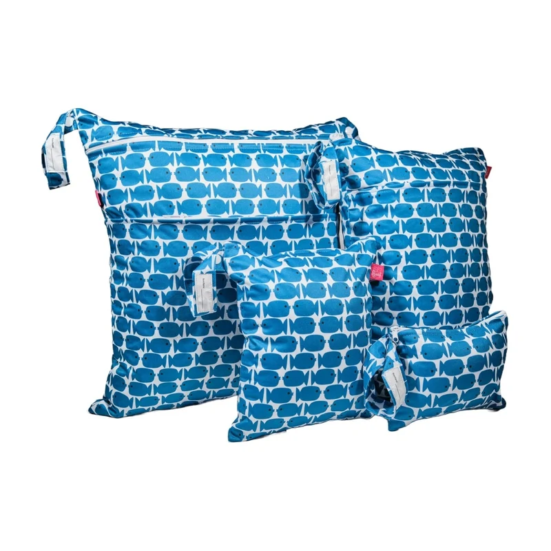 Wetbag Viererset „Fische“ - Nasstaschen für Urlaub, Alltag & Sport