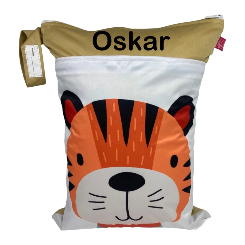 Wetbag mit Namen „Tiger“ - personalisiert für Kita & Sport