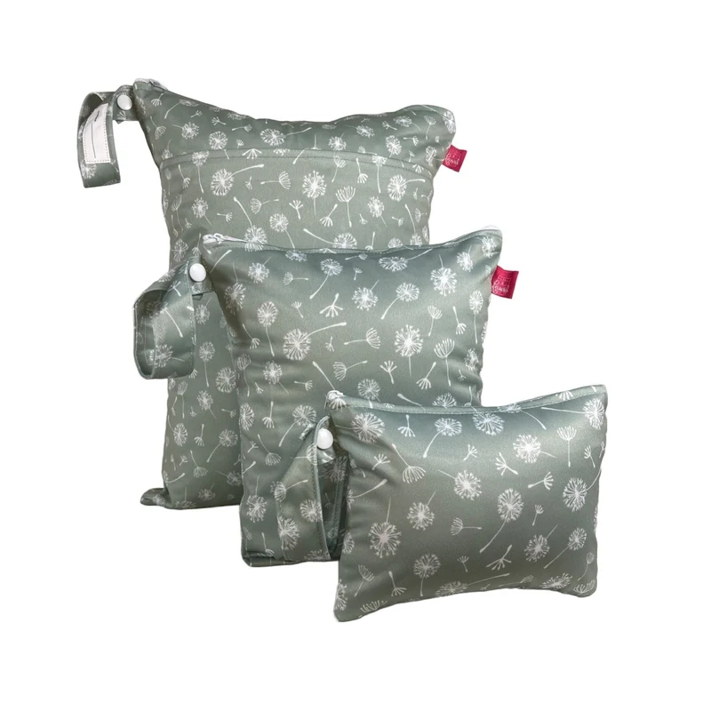 Wetbag Set „Pusteblumen Salbei“ - 3 Wäschebeutel für Reise & Alltag