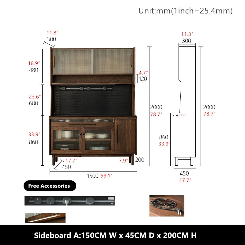Sideboard-Schrank aus nordamerikanischem Walnussholz