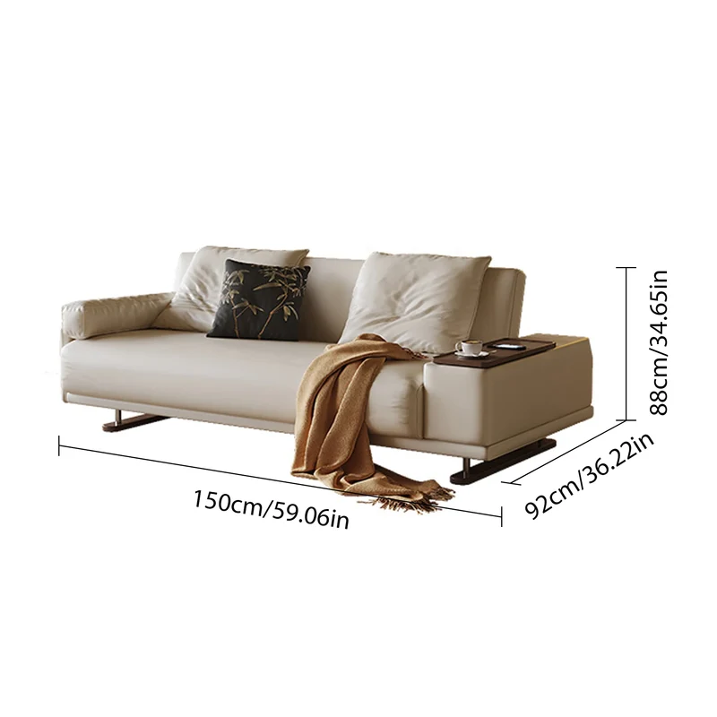 Leathaire Stoff verstellbare Rückenstütze Schlafsofa mit drehbarer Armlehne Desktop