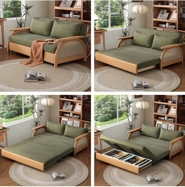 Multifunktionales Schlafsofa aus Cordstoff mit Stauraum darunter