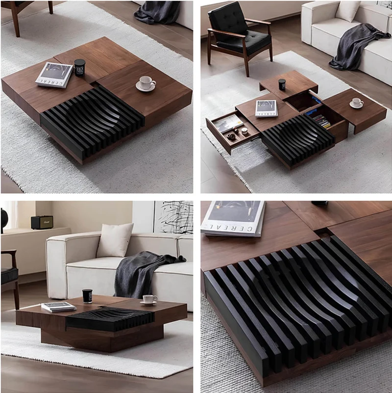 Moderner quadratischer Couchtisch aus Walnussholz