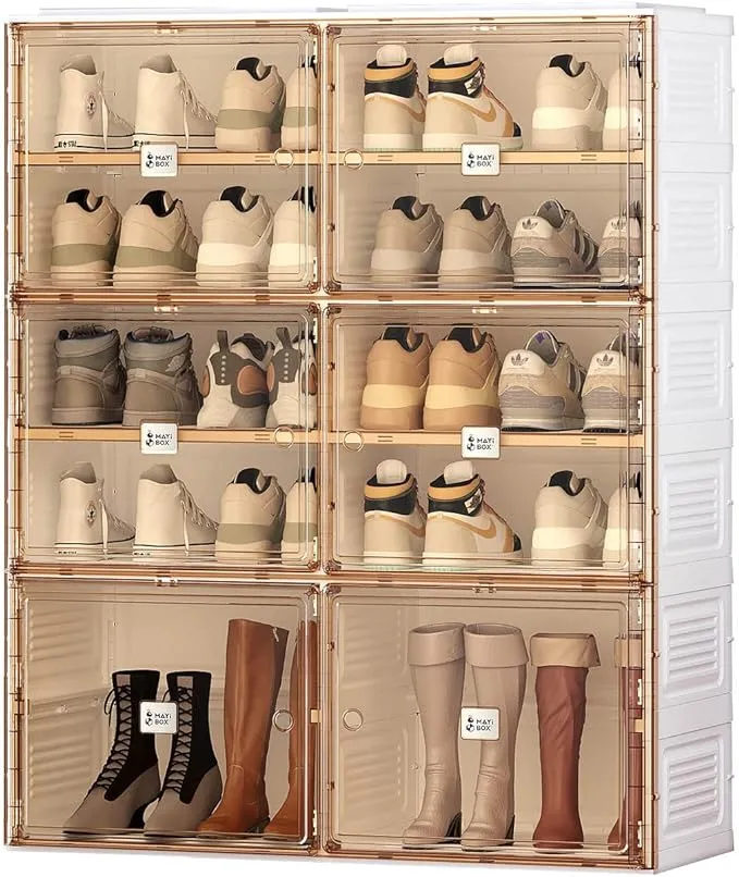 Tragbarer Schuhregal-Organizer mit magnetischer, transparenter Tür für den Schrankeingang