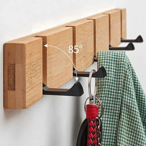 Wandmontiertes Klappregal aus Holz Modernes schwimmendes Kleiderhakenregal für die Wand