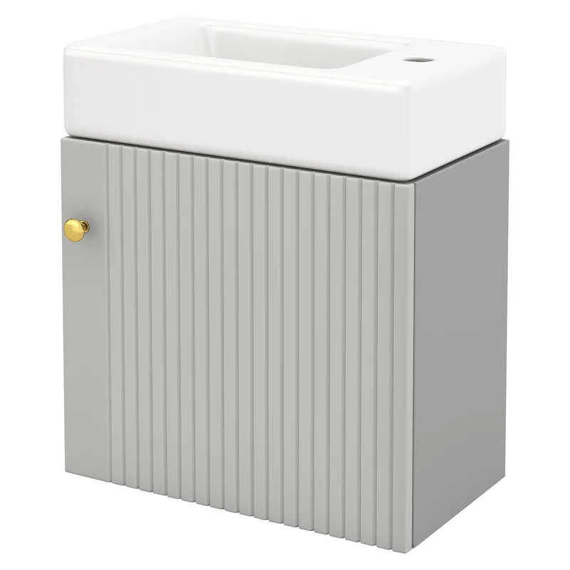 Hängender Waschtischunterschrank 46 cm mit Keramik-Waschbecken