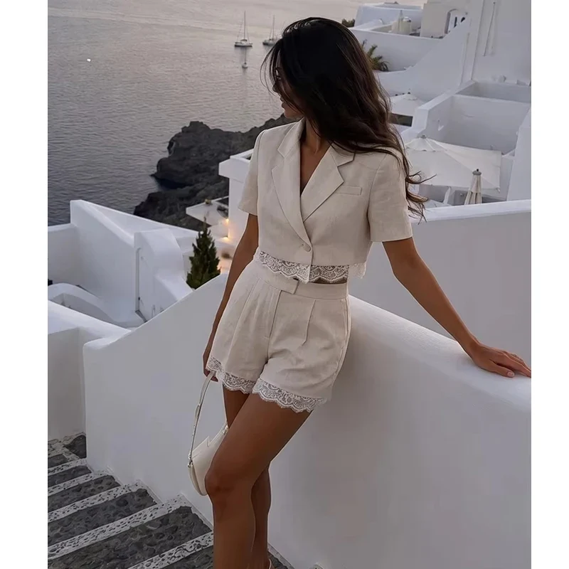 Damen-Zweiteiler mit Blazer und Shorts – Bellavique