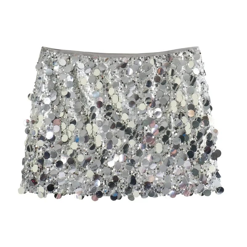 Pailletten Minirock mit hoher Taille für Damen – Luméa