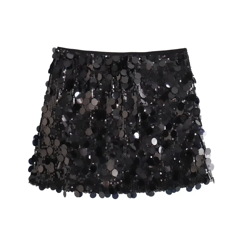 Pailletten Minirock mit hoher Taille für Damen – Luméa