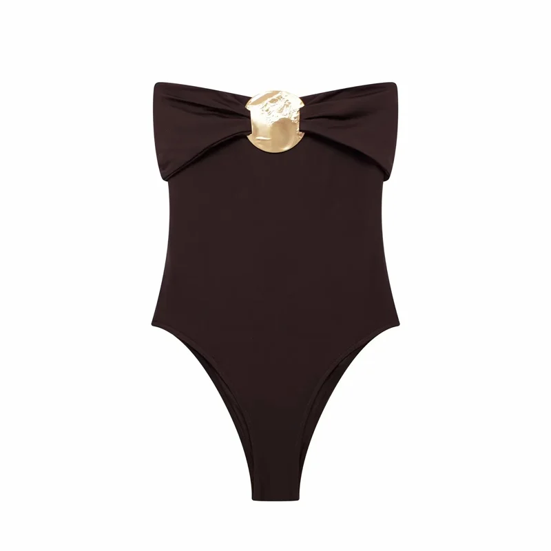 Schulterfreier Damen-Body mit Schleifendetail – Veloura