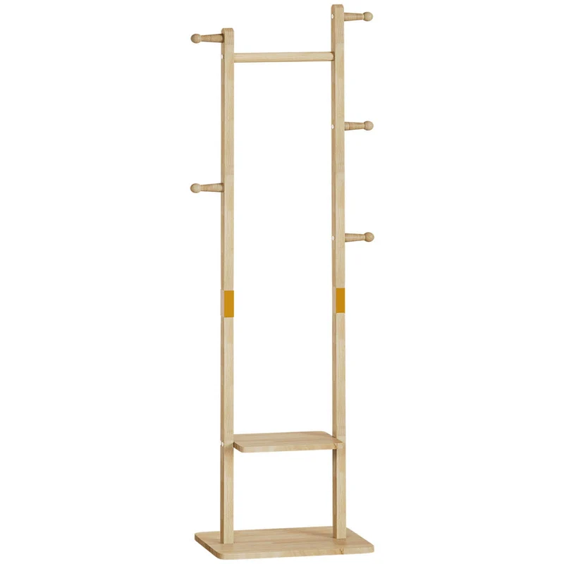 Yorbay Garderobenständer aus Holz mit Ablagen, 38 × 27 × 162 cm