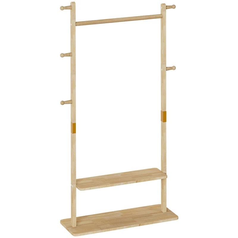 Yorbay Garderobenständer aus Holz mit Ablagen, 78 x 27 x 162,5 cm