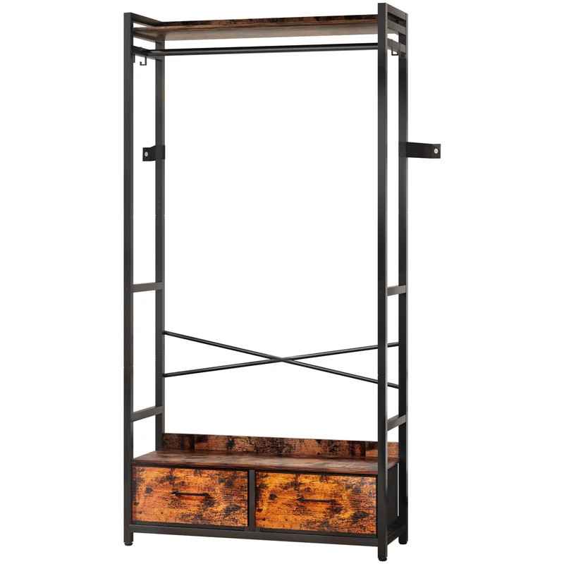 Yorbay Kleiderständer mit 2 Schubladen, 84 x 30 x 181 cm