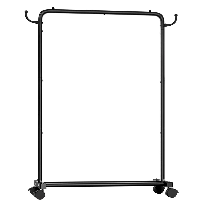 Yorbay Kleiderständer aus Metall mit Rollen, Haken und Ablage, 81/94 x 40 x 132 cm