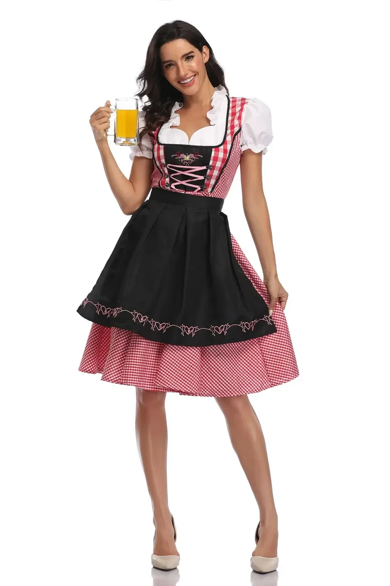 Dirndl Kleid mit Schürze für Damen im traditionellen Oktoberfest-Stil – Almoria
