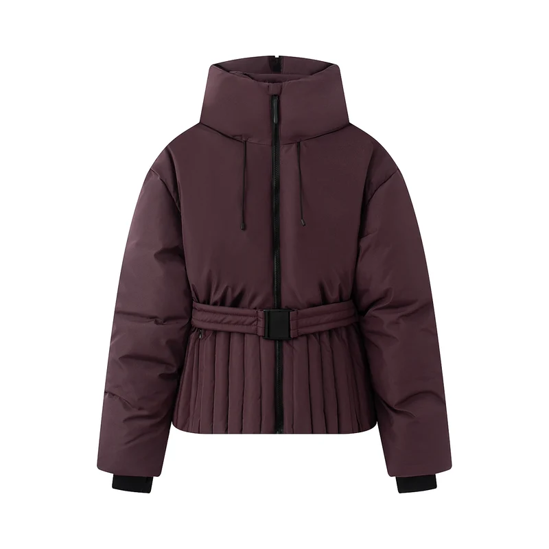 Damen Winterjacke mit Kapuze, Gürtel und wattierter Füllung – Virelta