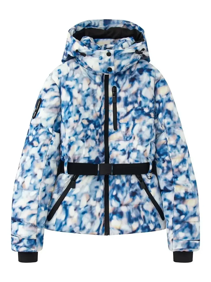 Damen Winterjacke mit Kapuze, Gürtel und wattierter Füllung – Cirella