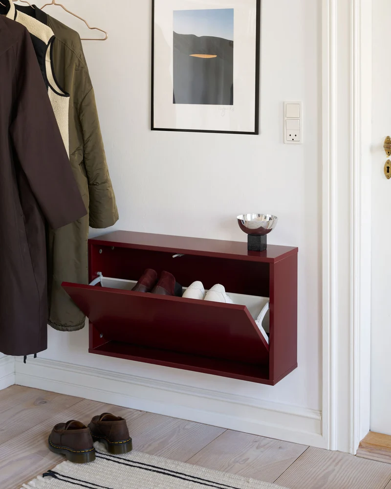 Shoe Box Narrow - Maroon Red