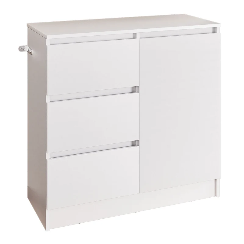 Yorbay Sideboard mit 3 Schubladen und Tür, 80,5 x 35 x 79 cm