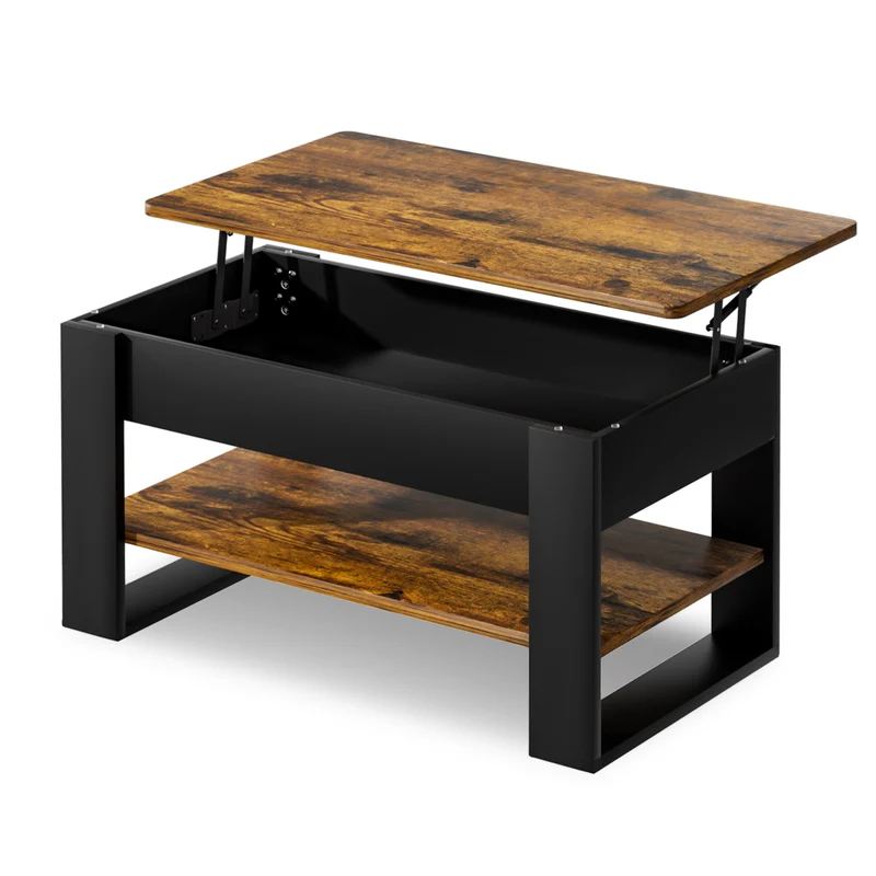 Yorbay Couchtisch mit Lift-Top, Stauraum & Ablage