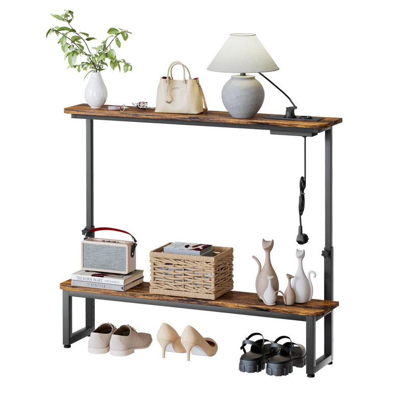 Yorbay höhenverstellbarer Konsolentisch mit Ladestation, 100 × 18 × 63–88 cm