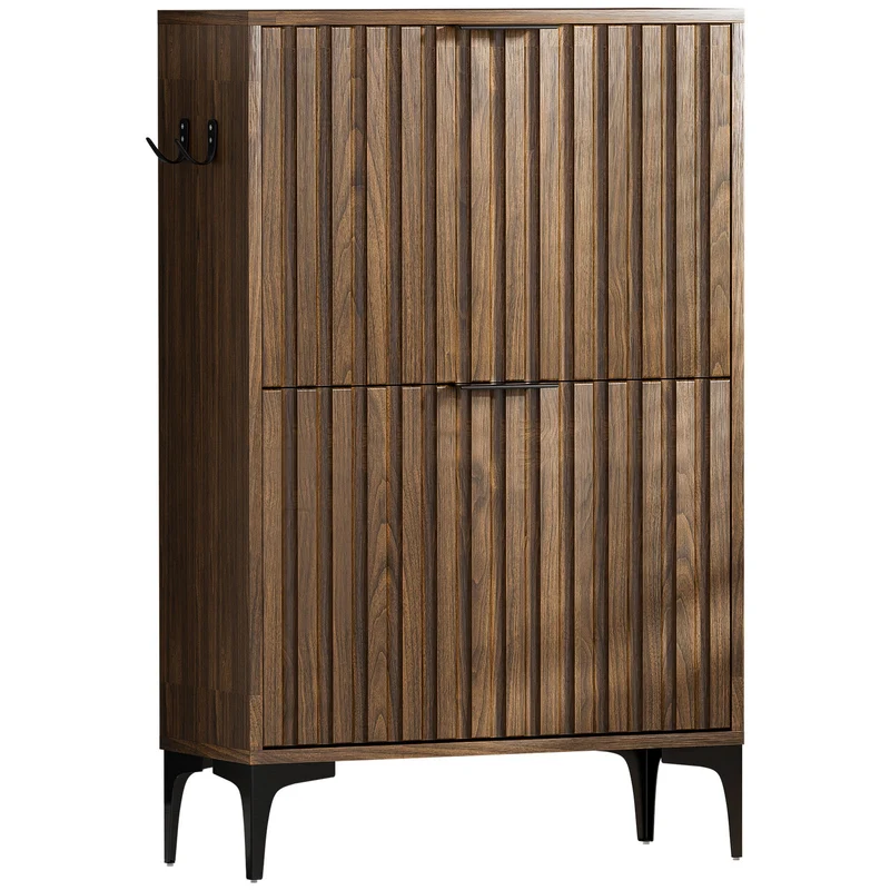 Yorbay Schuhschrank mit 2 Klappen für bis zu 12 Paar Schuhe, 94 x 60 x 23,5 cm