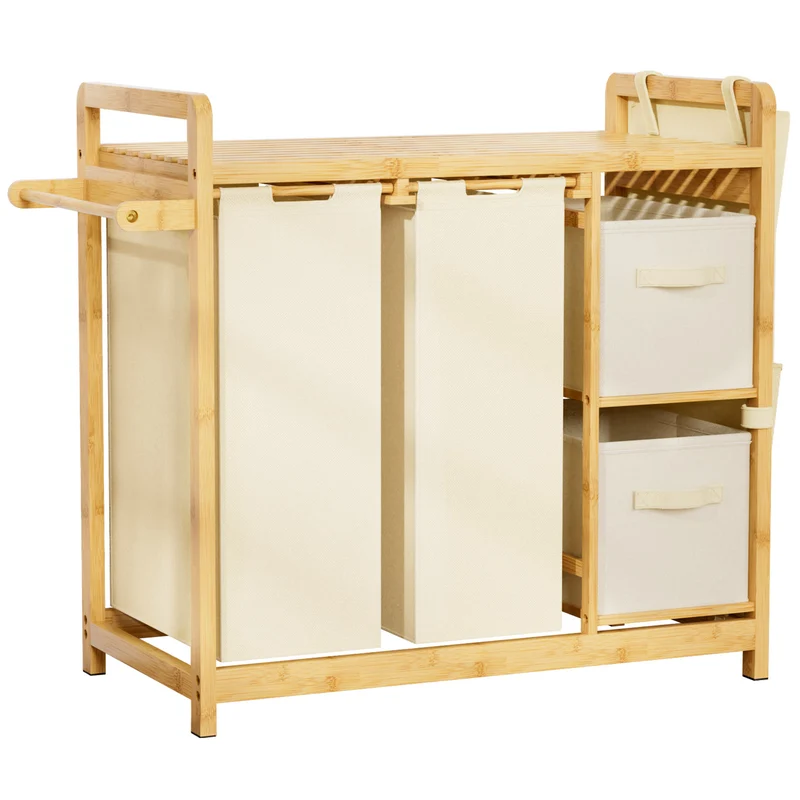 Yorbay Wäschekorb Regal 140L mit 4 Fächern