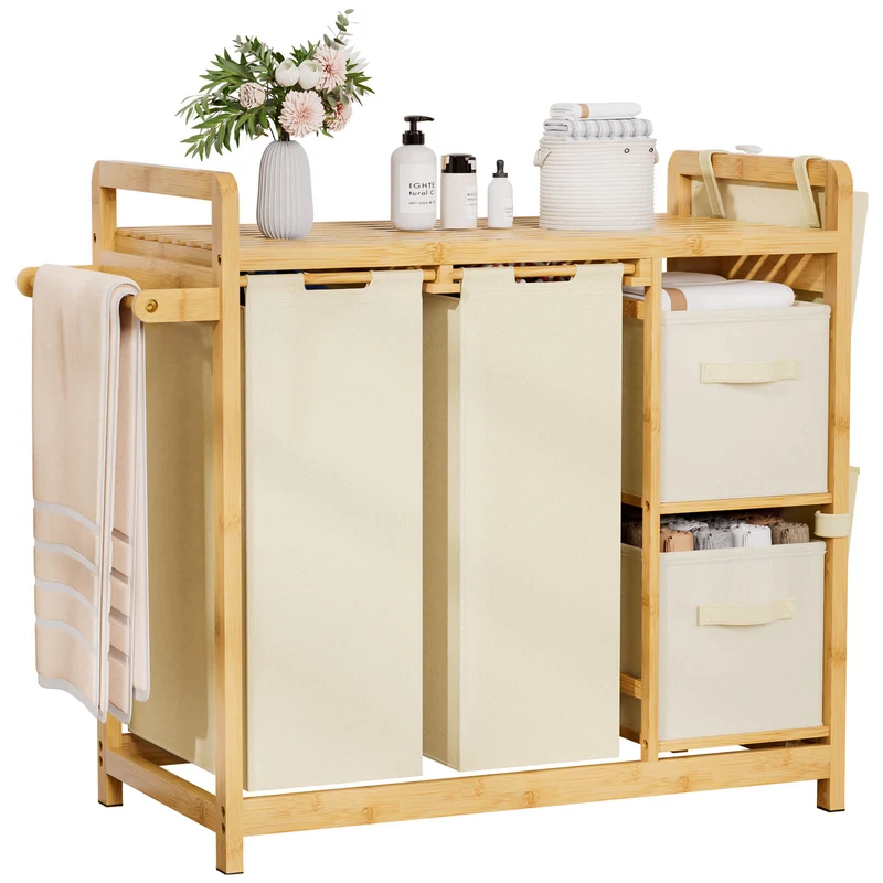 Yorbay Wäschekorb Regal 140L mit 4 Fächern