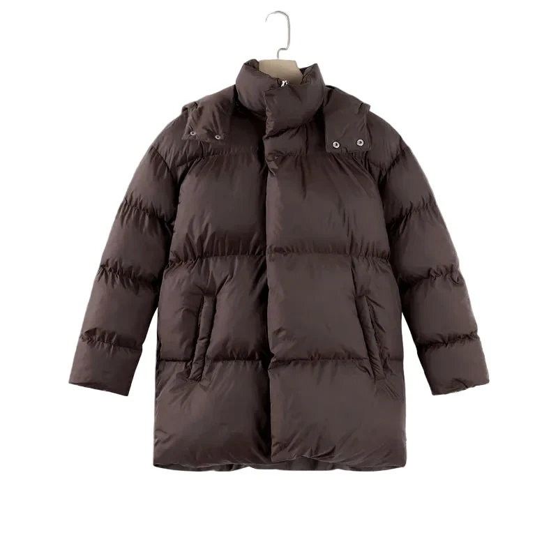 Damen Winterjacke mit abnehmbarer Kapuze und Stehkragen – Norvella