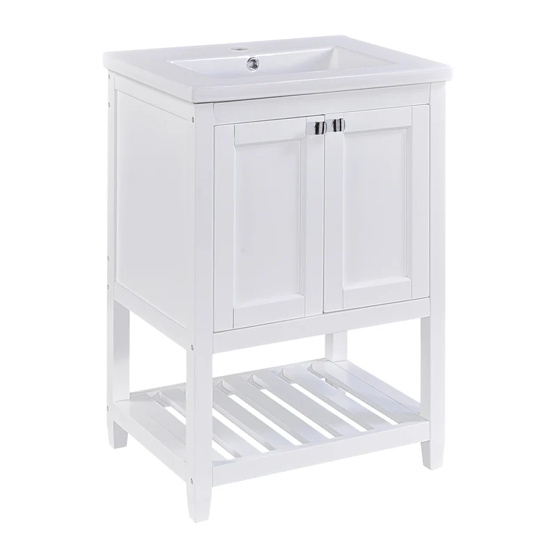 Einzel Waschtisch mit Unterschrank 60cm mit Keramik-Waschbecken