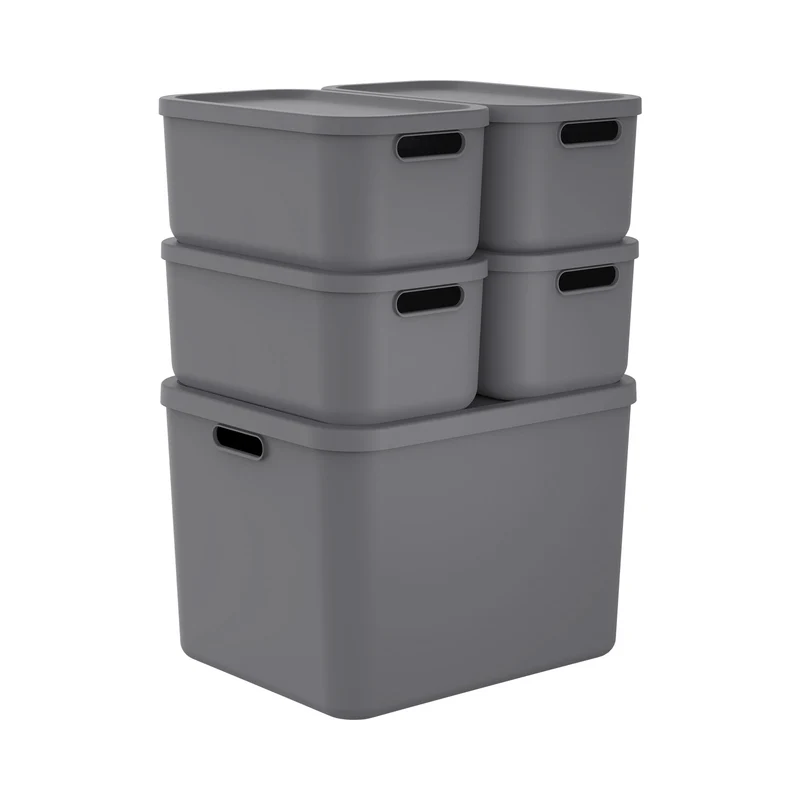 Aufbewahrungsboxen-Set 5tlg. 4x 12l und 1x 55l ALBULA LIGHT