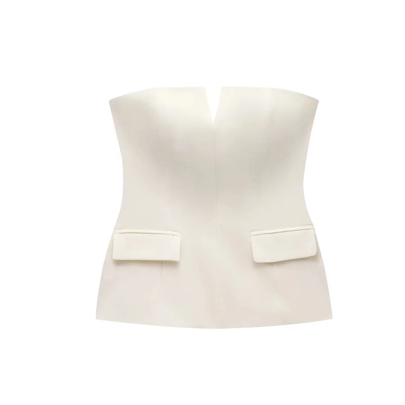 Damen Schulterfreies Crop Top mit Rückenfreiem Design – Soléa