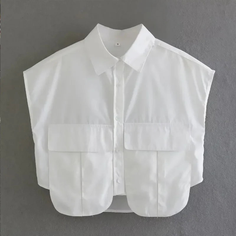 Eloria Damen Cropped Bluse mit Knopfleiste