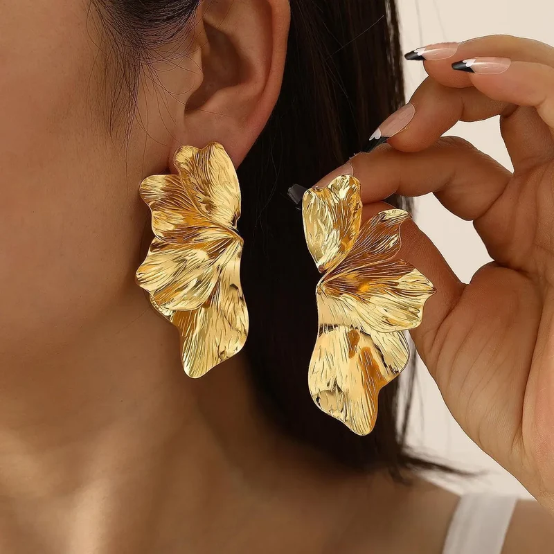 Florielle Damen Ohrhänger mit Doppeltem Blütendesign