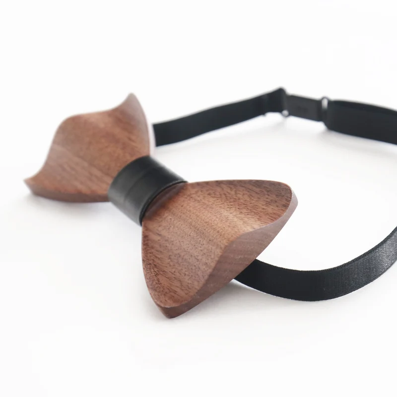 Holzfliege Männer Handarbeit, HMF 3850-02, 6 x 12 x 1 cm, Schwarz