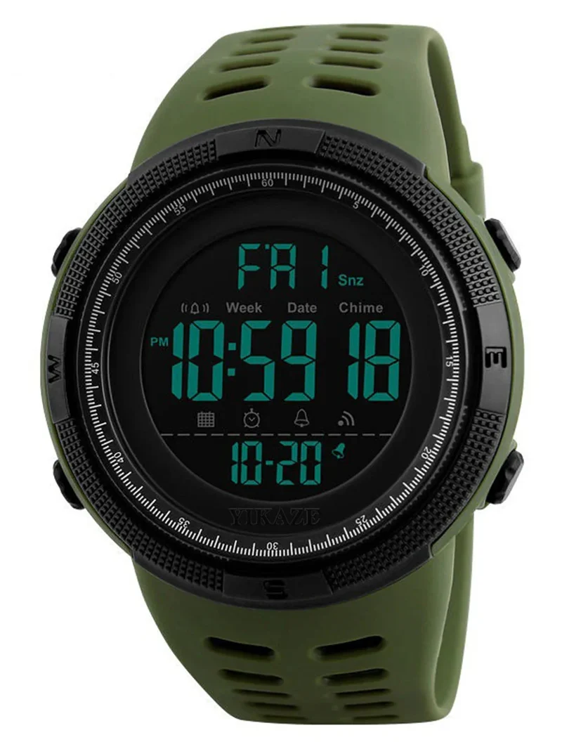 Draxon Herren Digitaluhr mit großem Display und Silikonarmband