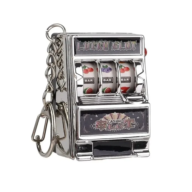 Mini-Spielautomaten-Schlüsselanhänger mit Drehmechanismus