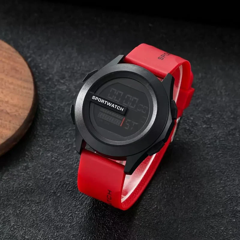 Digitale Armbanduhr mit LED-Display und Silikonarmband
