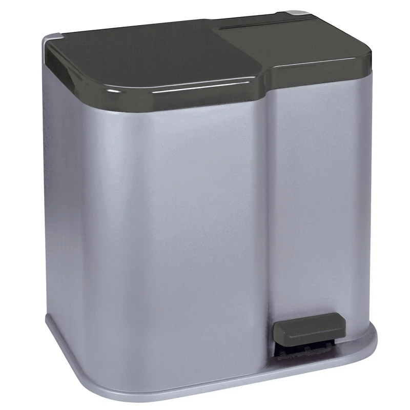 Curver Duo Pedalbin Doppelmülleimer 15 +6Liter für Mülltrennung zu Hause oder im Büro