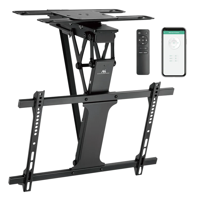 Maclean elektrische Deckenhalterung für TV, TUYA-Unterstützung, max VESA 600x400, 90st schwenkbar, 32"-75", 35kg, MC-490