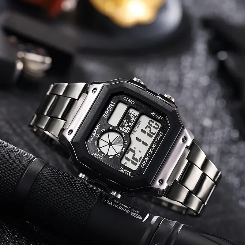Varston Digitaluhr – Unisex-Modell mit Digitalanzeige und Edelstahlarmband