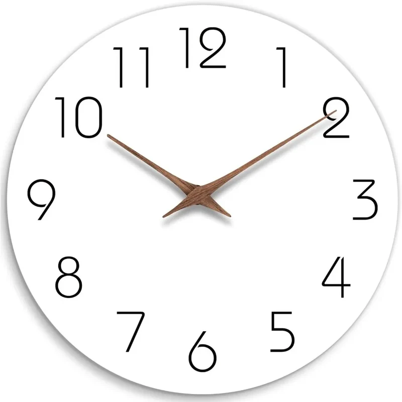 Timero Holz-Wanduhr – Runde geräuscharme Quarzuhr