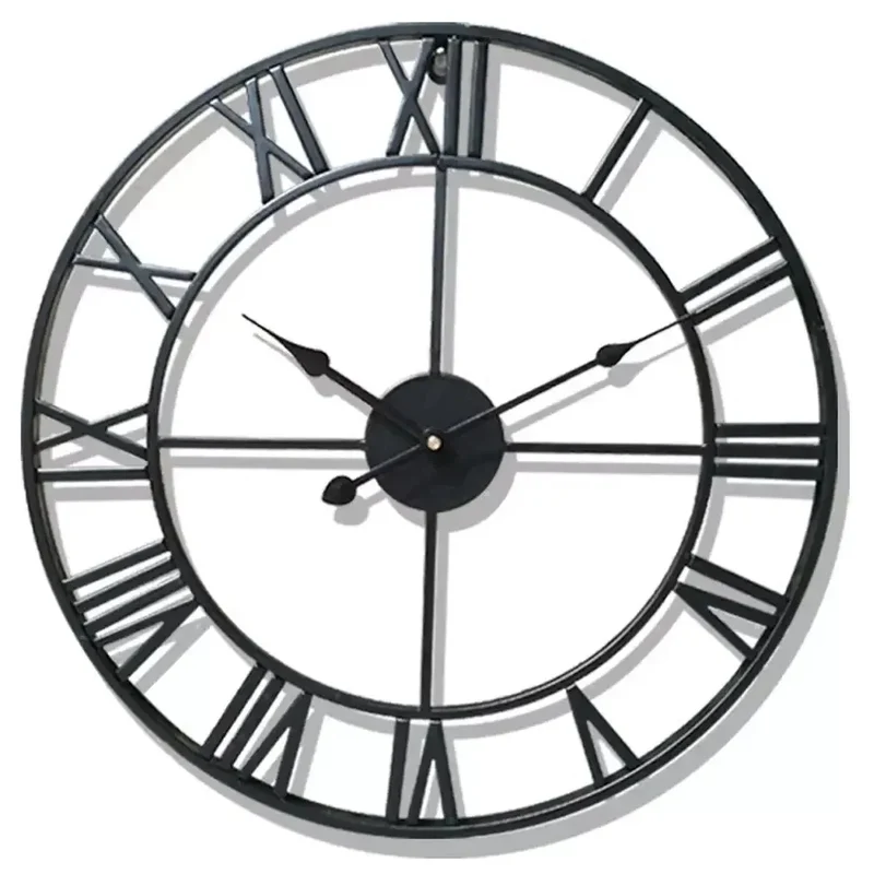 Rundaro Metall-Wanduhr – Runde Quarzuhr mit römischen Ziffern (40 cm)