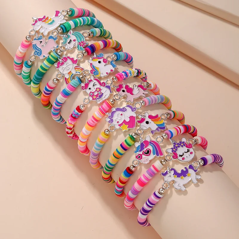 Lunira Armbänder-Set – Elastische Perlenarmbänder mit Anhängern (12-teilig)