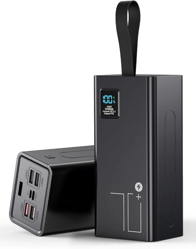Powerbank 70000mAh 30W PD QC 3.0 Schnellladegerät USB-C 5 Ausgänge LED Display