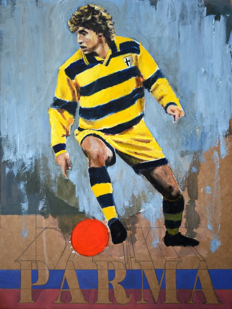 Yellow Striped Soccer Player