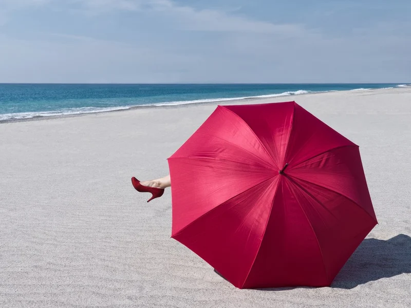 Red Umbrella Beach Escape